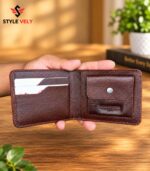 Vector Bifold Wallet Brown laid flat front view
