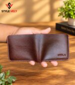 Vector Bifold Wallet Brown laid flat back view