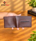 Alpha bifold wallet laid flat Back View