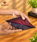 Alpha bifold wallet open showing card slots and bill compartment