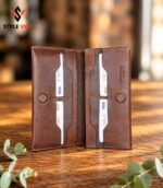 Heritage long wallet open showing phone pockets and card slots