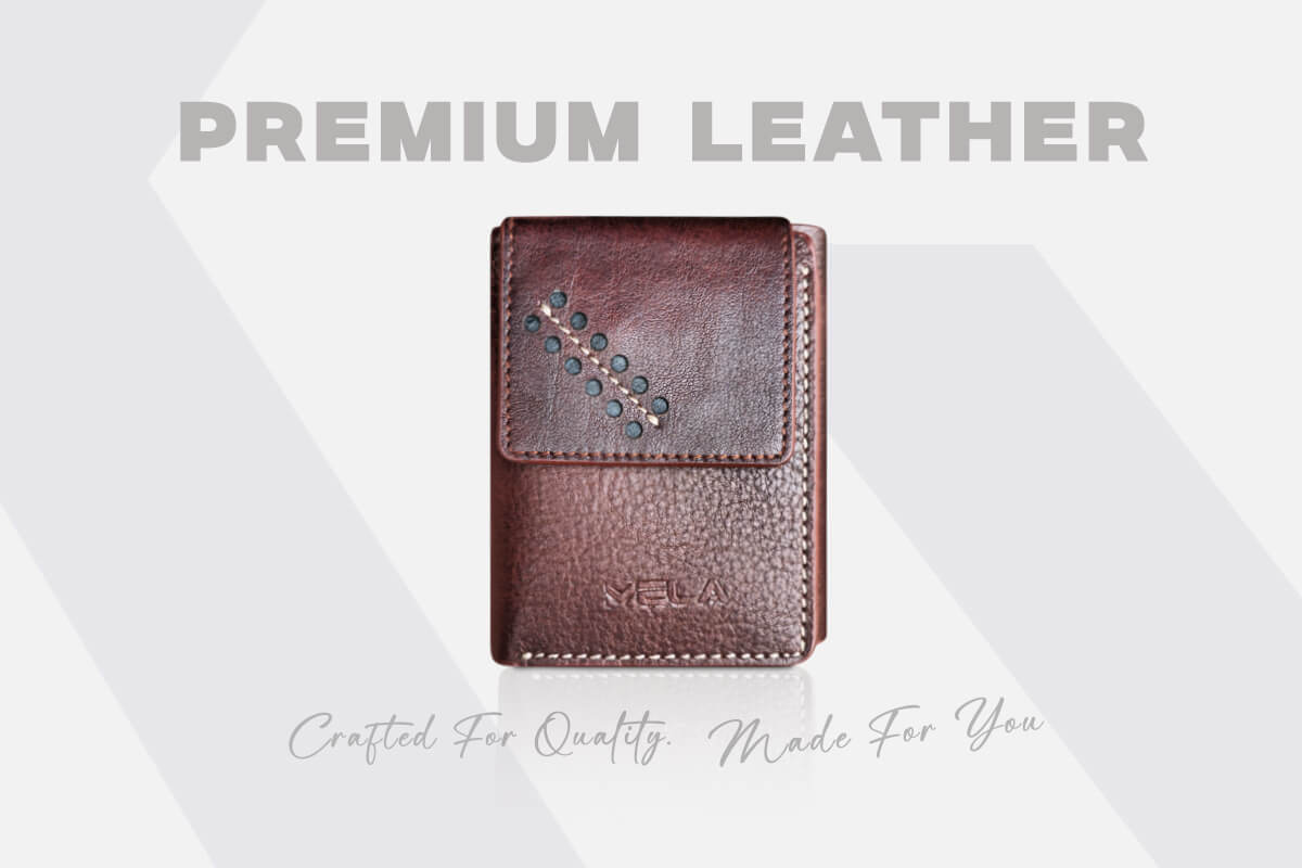 Trifold Wallet with Red Stitching